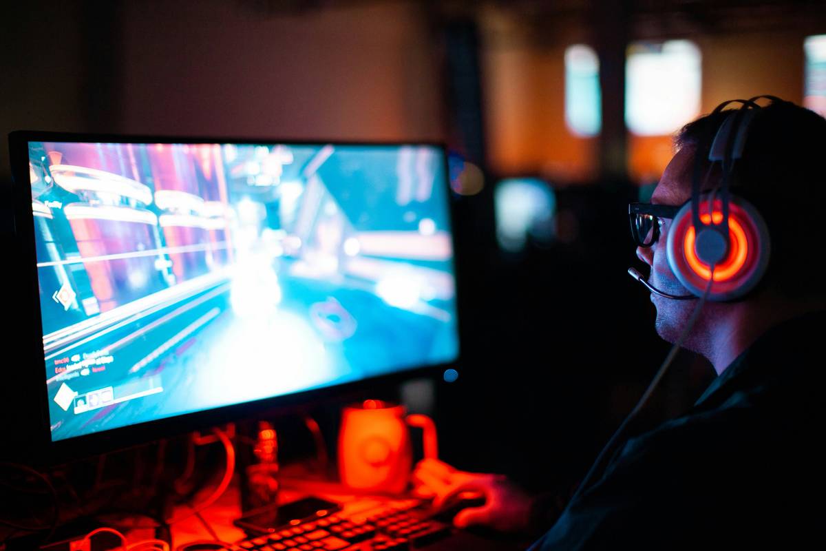 Gamer using relaxation techniques during a break between matches