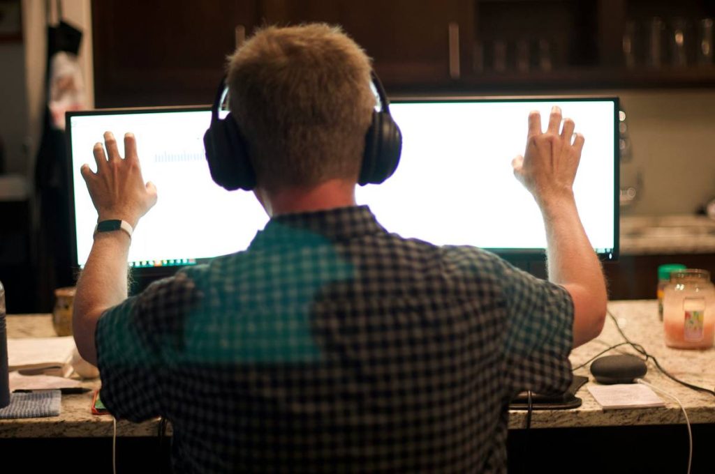 Working from Home with Headphones On